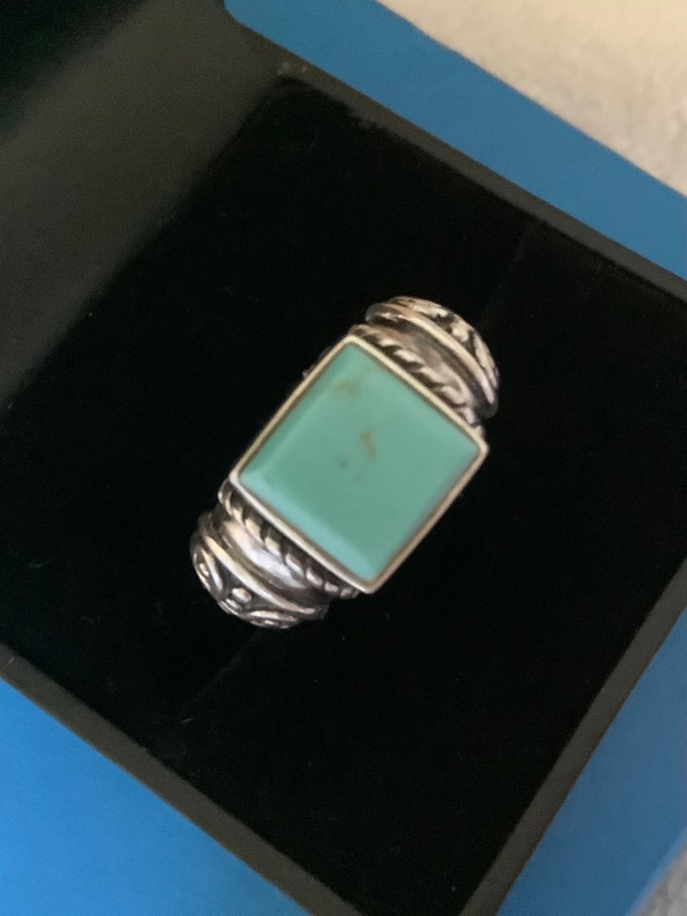 925 Sterling Silver Vintage Turquoise Western Ring SZ 8 - Picture 3 of 16